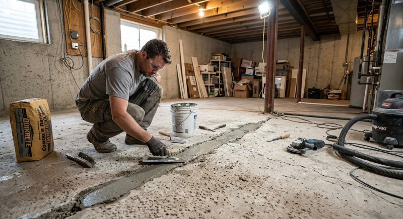 Cracked Basement Floor Repair in Lexington, SC